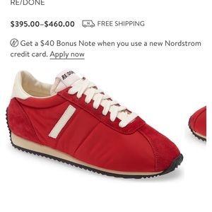 RE/DONE 70s nylon runner sneaker / red / size 40 (fits like 9)